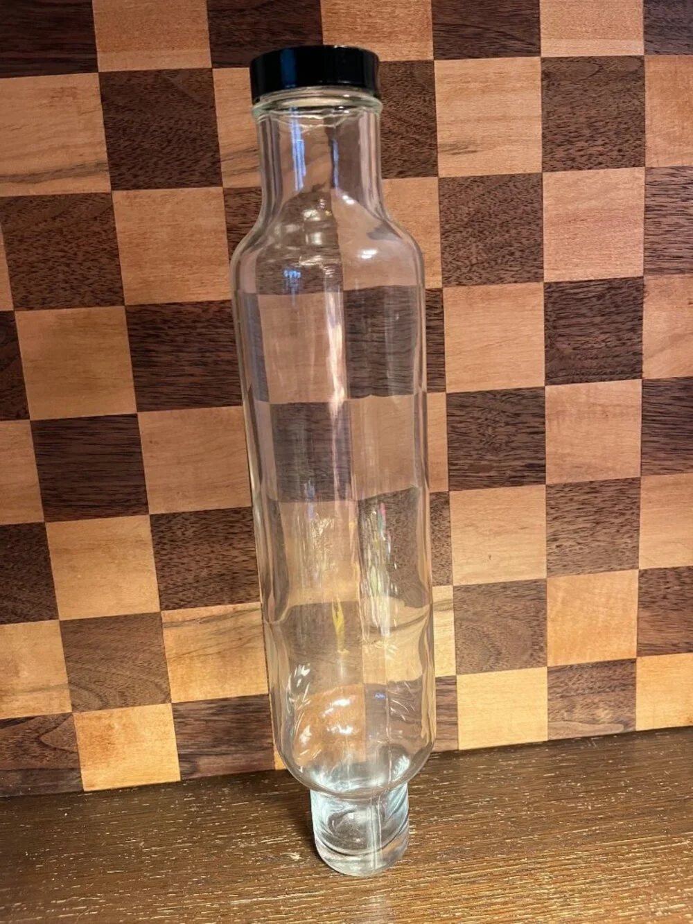 Vintage Clear Glass Ice Water Pastry Rolling Pin A864
